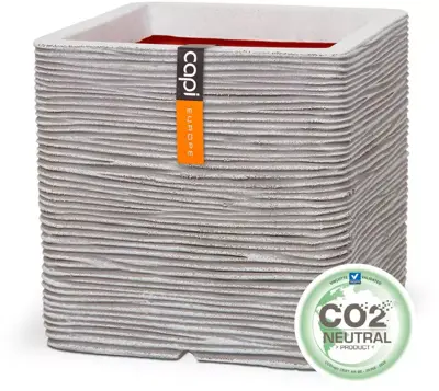 Capi nature rib nl plantenbak square 30x30x30 cm ivoor - afbeelding 2