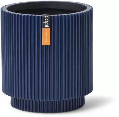 Capi vaas Cilinder Groove 15x17cm donkerblauw