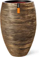 Capi vaas elegant deluxe rib nl kunststof bloempot 50x72 cm zwart goud - afbeelding 1