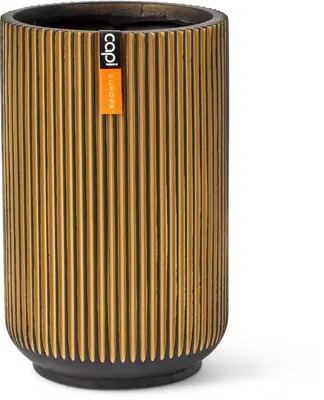 Capi vaas hoog Groove 17x27cm zwart goud - afbeelding 1