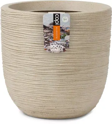 Capi waste bol rib nl kunststof bloempot 43x41 cm terrazzo beige - afbeelding 1