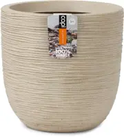 Capi waste bol rib nl kunststof bloempot 43x41 cm terrazzo beige - afbeelding 1