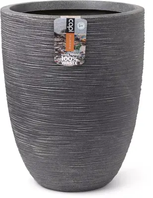 Capi waste elegant laag rib nl kunststof bloempot 34x46 cm terrazzo grijs - afbeelding 1