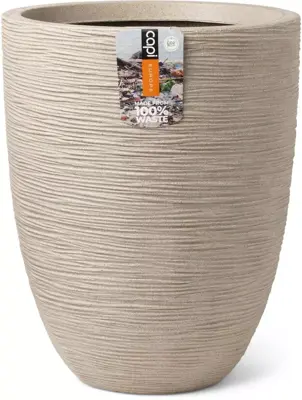 Capi waste elegant laag rib nl kunststof bloempot 46x58 cm terrazzo beige - afbeelding 1