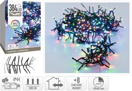 Cluster kerstboomverlichting 384LED multicolor 3 meter 8 functie controller + timer - afbeelding 1