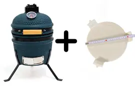 Compleet - Own Grill 13 inch kamado barbecue V2 blauw met heatdeflector - afbeelding 1