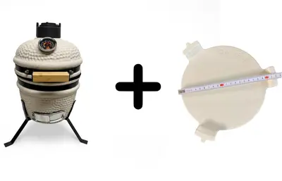 Compleet - Own Grill 13 inch kamado barbecue V2 creme met heatdeflector - afbeelding 1