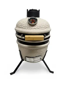 Compleet - Own Grill 13 inch kamado barbecue V2 creme met heatdeflector - afbeelding 2