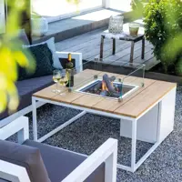Cosi Fires vuurtafel cosiloft 100 lounge table white/teak - afbeelding 3