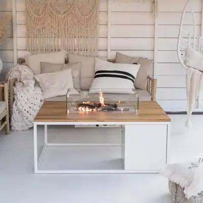 Cosi Fires vuurtafel cosiloft 120 lounge table white/teak - afbeelding 3