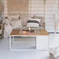 Cosi Fires vuurtafel cosiloft 120 lounge table white/teak - afbeelding 3