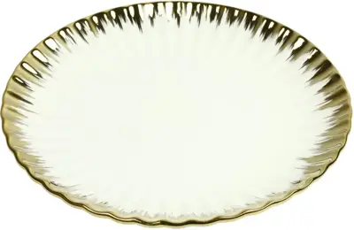 Countryfield bord keramiek charlotte 27x3cm wit, goud 