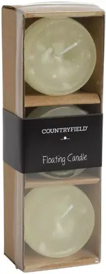 Countryfield drijfkaars bollie 5x4cm crème 3 stuks