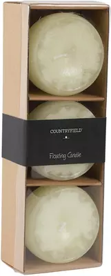 Countryfield drijfkaars bollie 8x5.5cm crème 3 stuks