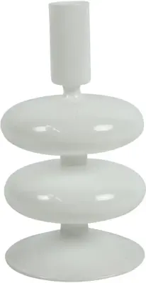 Countryfield kandelaar glas angelia 9x16.5cm wit