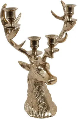 Countryfield kandelaar metaal hert zev 20x28x42cm goud
