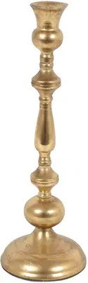 Countryfield kandelaar metaal wessel 12.5x12.5x37cm goud