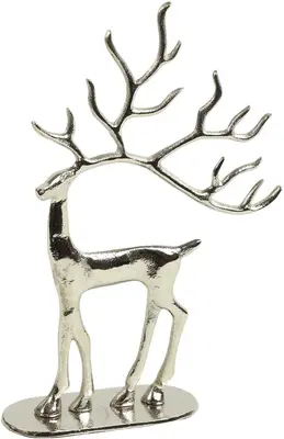 Countryfield kerstfiguur aluminium brennan hert 6.5x21x32.5cm zilver