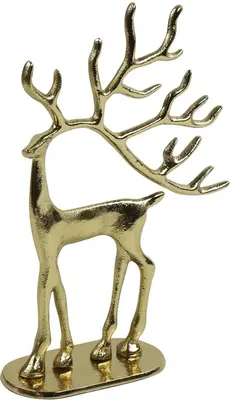 Countryfield kerstfiguur metaal hert brennan 5.5x16x24cm goud