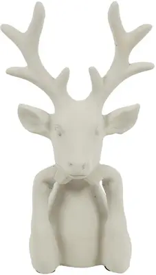 Countryfield kerstfiguur polystone hert zen 11.5x8x20.5cm crème