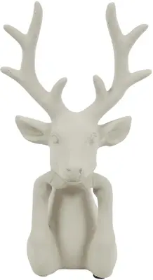 Countryfield kerstfiguur polystone hert zen 17x11.5x30.5cm crème