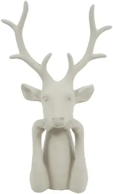 Countryfield kerstfiguur polystone hert zen 25.5x15x41cm crème