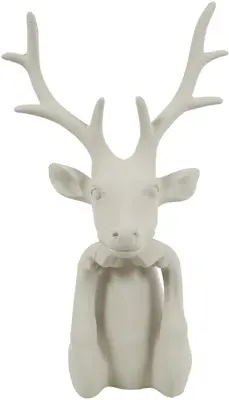 Countryfield kerstfiguur polystone hert zen 31.5x19x52cm crème