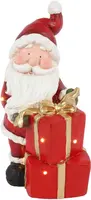 Countryfield kerstfiguur polystone kerstman met kado led pat 22x21x45cm multi