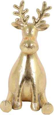 Countryfield kerstfiguur polystone rendier brant 10x12x20.5cm goud
