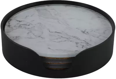 Countryfield onderzetter marble 10 cm wit set van 4 stuks