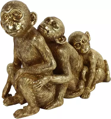 Countryfield ornament aap familie holli 24x8,5x18,5 cm goud