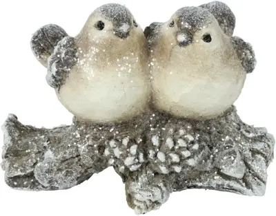 Countryfield ornament polystone ramsey vogel op tak 13.5x8x10cm grijs