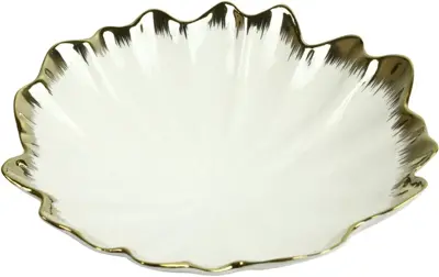 Countryfield schaal keramiek sybille 22.5x6.5cm wit, goud