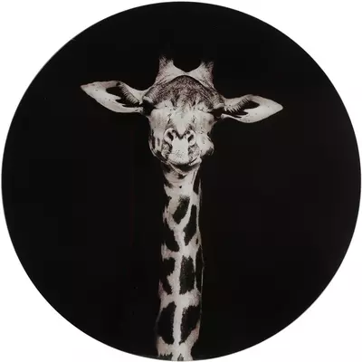 Countryfield schilderij glas makela giraffe 50cm zwart, wit
