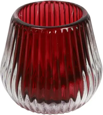Countryfield theelichthouder glas carlin 7x6.5cm bordeaux