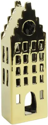 Countryfield theelichthouder keramiek ben 8.5x8.5x23cm goud