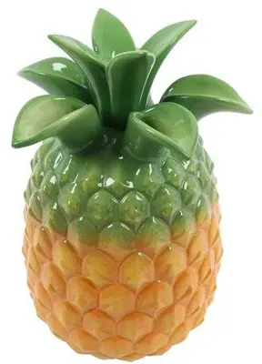 Countryfield vaas keramiek ananas 18x27.5cm geel, groen