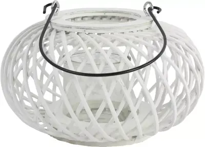 Countryfield windlicht hout lena 23x14cm wit