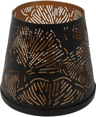 Countryfield windlicht metaal ginkgo 10x10cm zwart