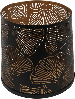 Countryfield windlicht metaal ginkgo 13.5x14cm zwart