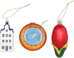 Daan Kromhout Design glazen kerst ornament set dutch glorie 11cm multi 3 stuks kopen?