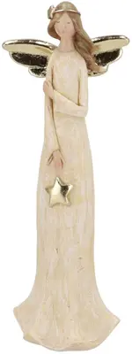 Daan Kromhout Design kerstfiguur aardewerk belly cozy engel 9x7x25cm sand