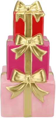 Daan Kromhout Design kerstfiguur aardewerk joy jolly cadeautjes 13x13x25cm pink
