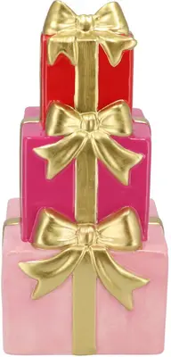 Daan Kromhout Design kerstfiguur aardewerk joy jolly cadeautjes 11x11x15cm pink