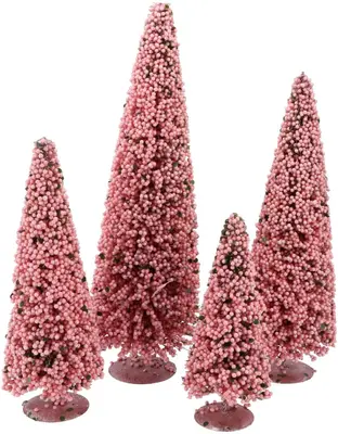 Daan Kromhout Design kerstfiguur kunststof kerstboom berry 11x11x30cm lichtroze - afbeelding 3