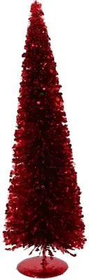 Daan Kromhout Design kerstfiguur kunststof sparkle kerstboom 15x15x40cm rood