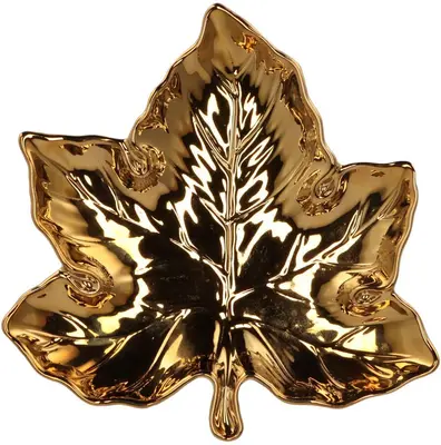 Daan Kromhout Design schaal aardewerk leaf maple 11x11x3cm gold