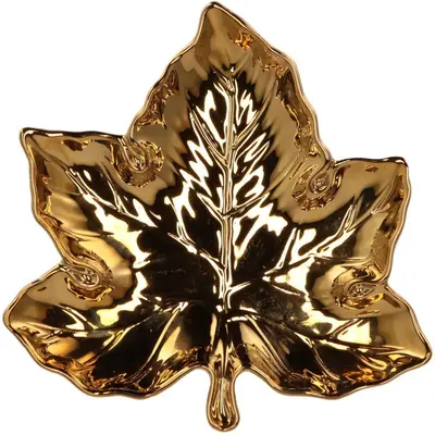 Daan Kromhout Design schaal aardewerk leaf maple 18x18x4cm gold