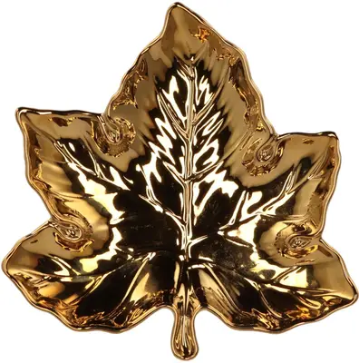 Daan Kromhout Design schaal aardewerk leaf maple 24x24x4cm gold