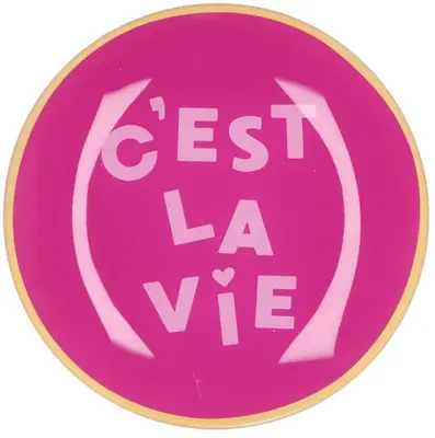 Daan Kromhout Design tegeltje glas cést la vie 18x18cm 